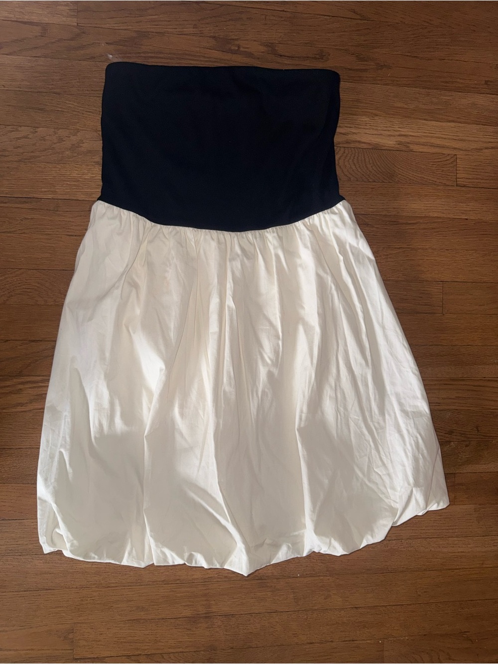 a new day Black and White Strapless Bubble-Hem Dress